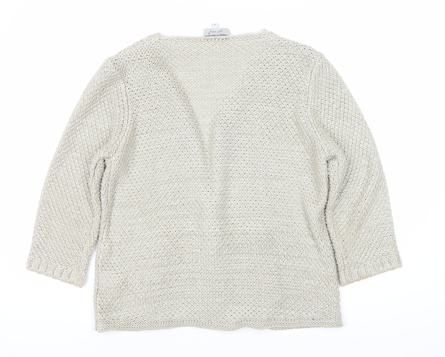 Per Una Women's Beige Cardigan, Size 14, V-Neck, 3/4 Sleeve