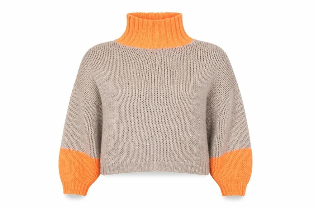 Front view of Belle Modelle Women's Multicoloured Roll Neck Jumper, size 4