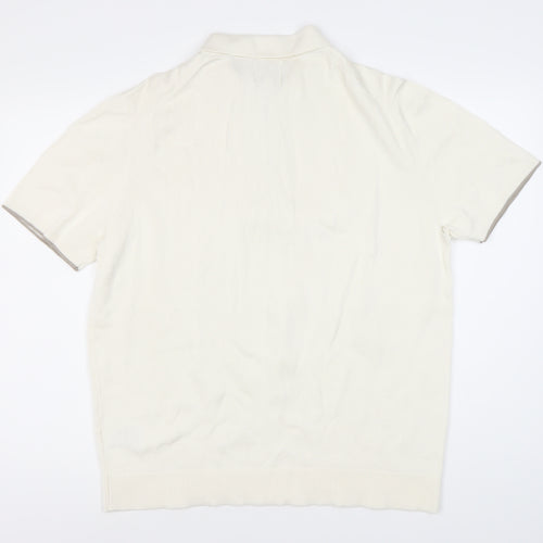 Marks and Spencer Men's White Polo Shirt 2XL