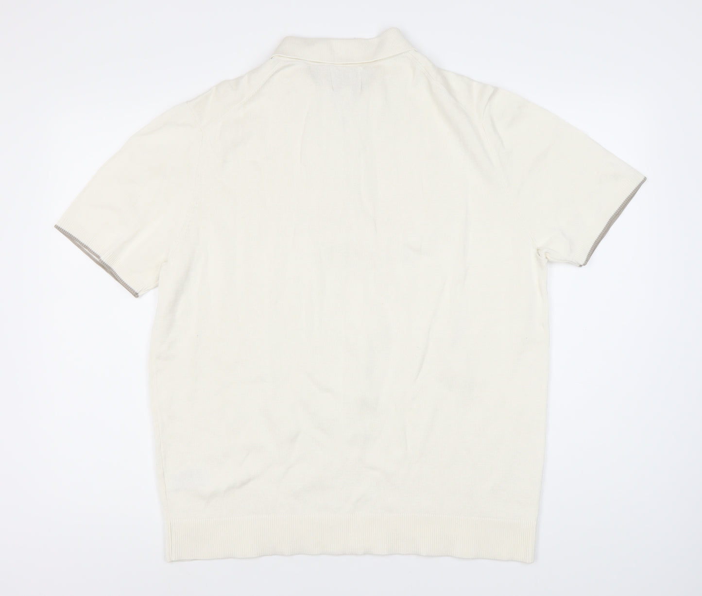 Marks and Spencer Men's White Polo Shirt 2XL