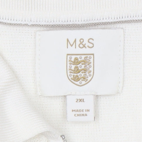 Marks and Spencer Men's White Polo Shirt 2XL