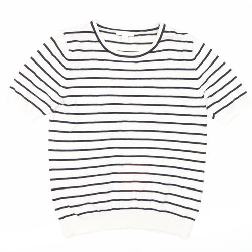H&M Women's White Striped T-Shirt - Size S