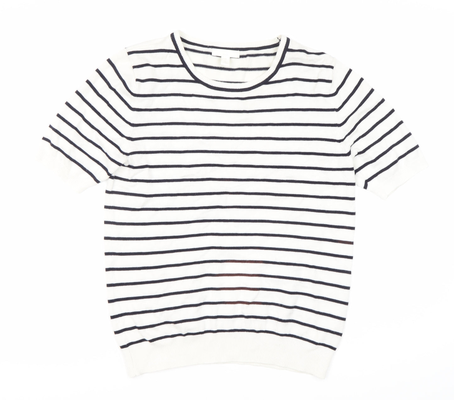 H&M Women's White Striped T-Shirt - Size S