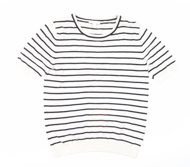 H&M Women's White Striped T-Shirt - Size S