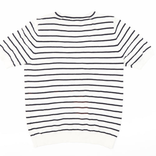 H&M Women's White Striped T-Shirt - Size S