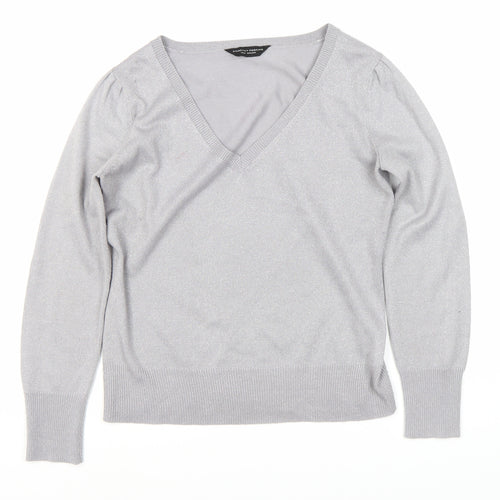 Dorothy Perkins Women's Grey V-Neck Jumper Size 16