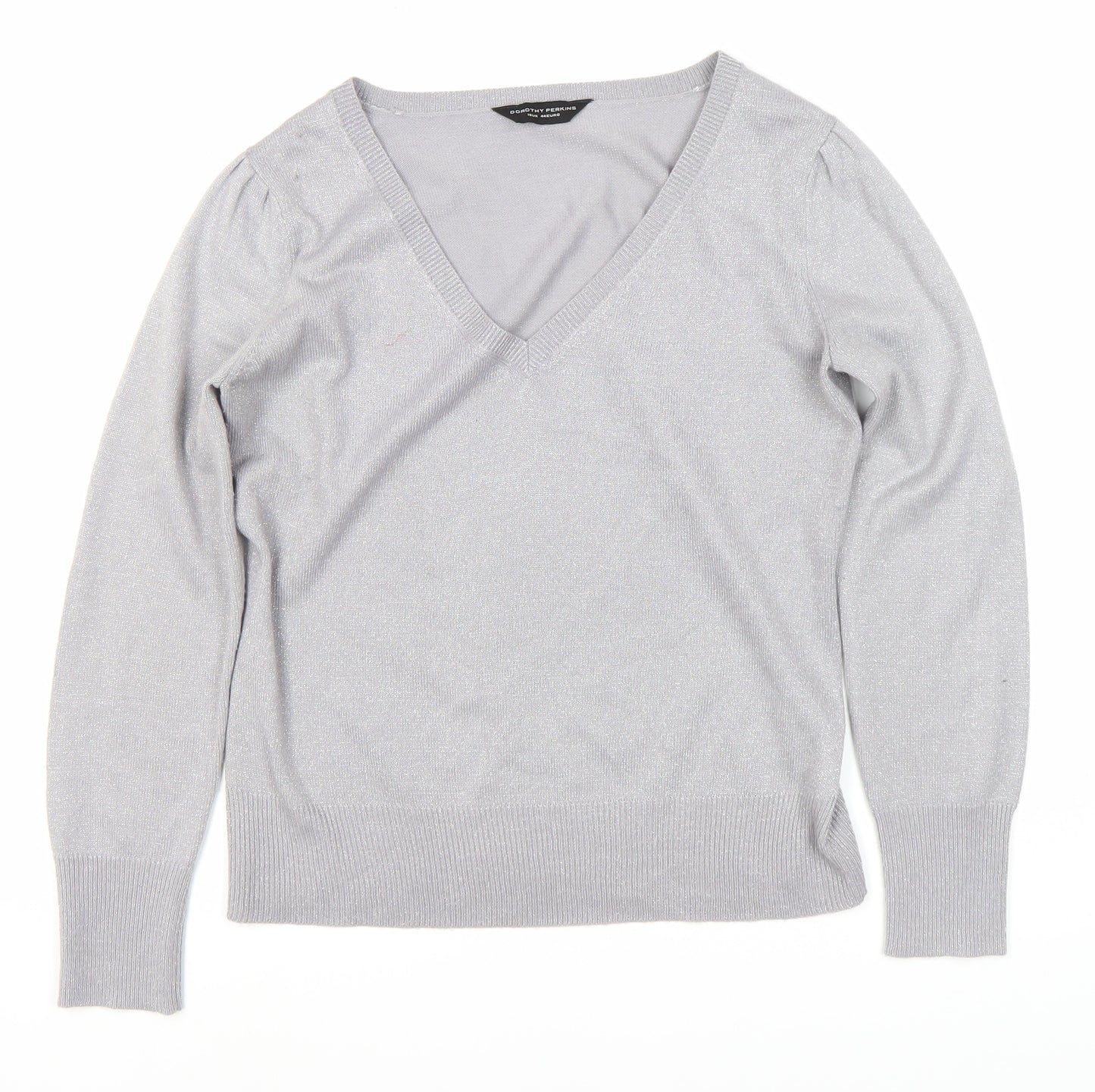 Dorothy Perkins Women's Grey V-Neck Jumper Size 16