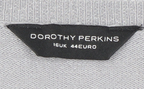 Dorothy Perkins Women's Grey V-Neck Jumper Size 16