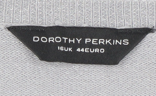 Dorothy Perkins Women's Grey V-Neck Jumper Size 16
