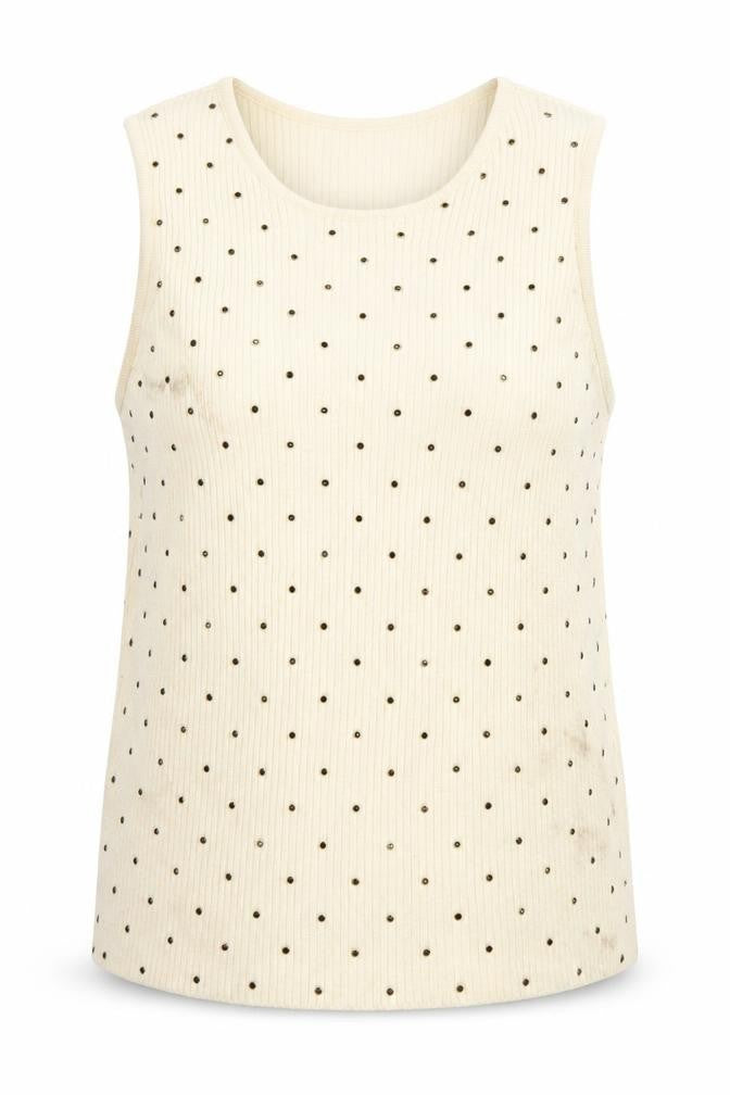 Marks and Spencer Womens Beige Tank Top L Studded Accents