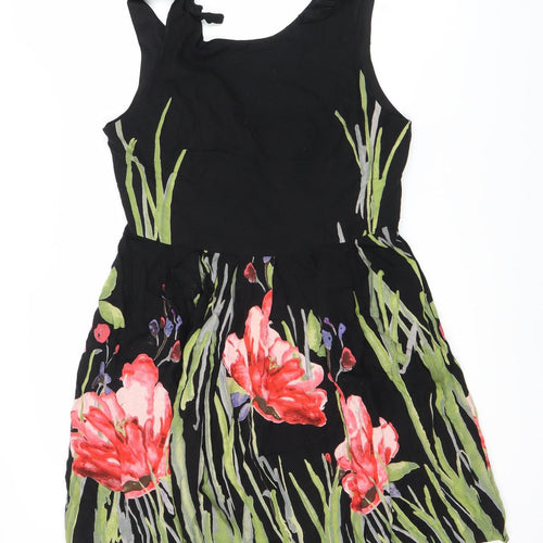 Dorothy Perkins Women's 10 Black Floral Fit & Flare Dress