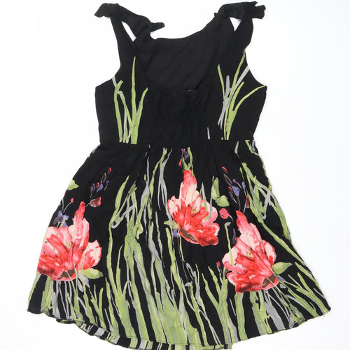 Dorothy Perkins Women's 10 Black Floral Fit & Flare Dress