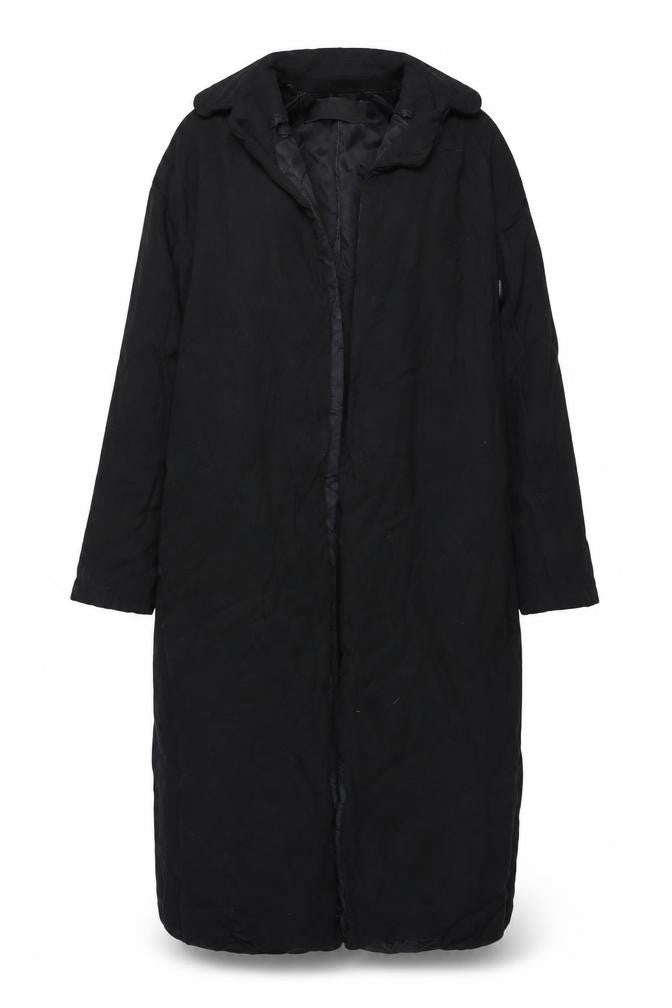 Front view of Zara Basic Women's Black XS Long Coat, Elegant Style