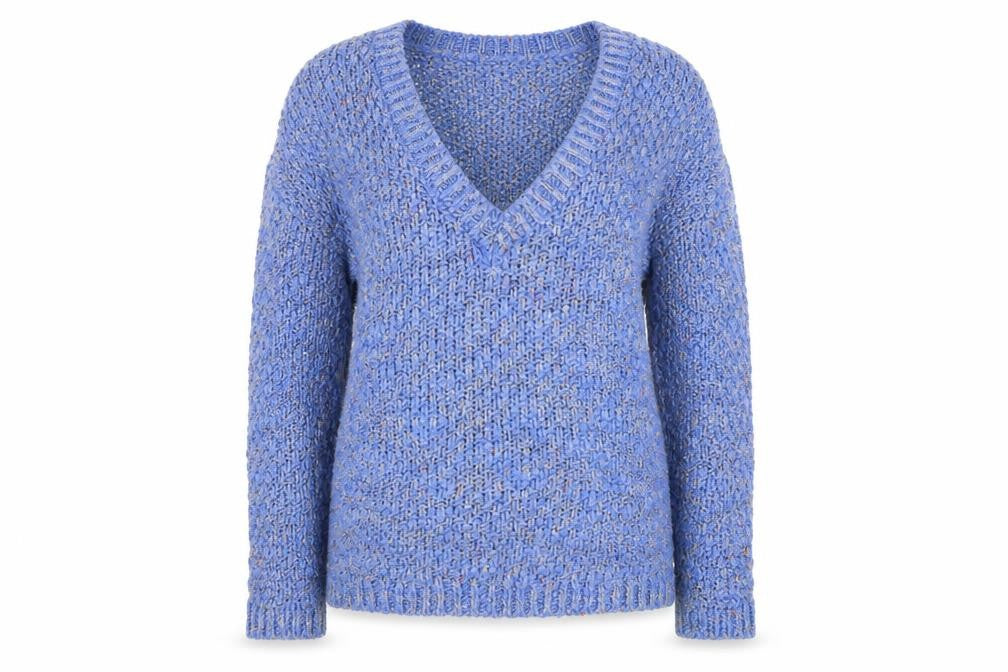 Zara Women’s Blue V-Neck Chunky Knit Jumper M