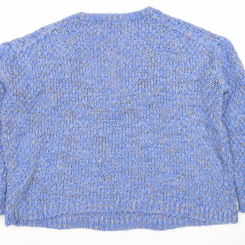 Zara Women’s Blue V-Neck Chunky Knit Jumper M