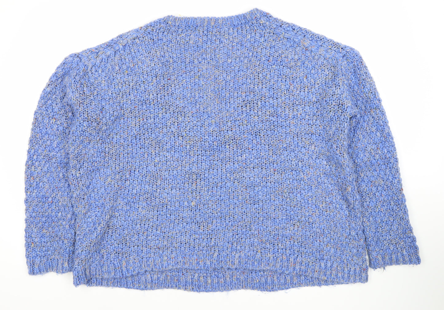 Zara Women’s Blue V-Neck Chunky Knit Jumper M