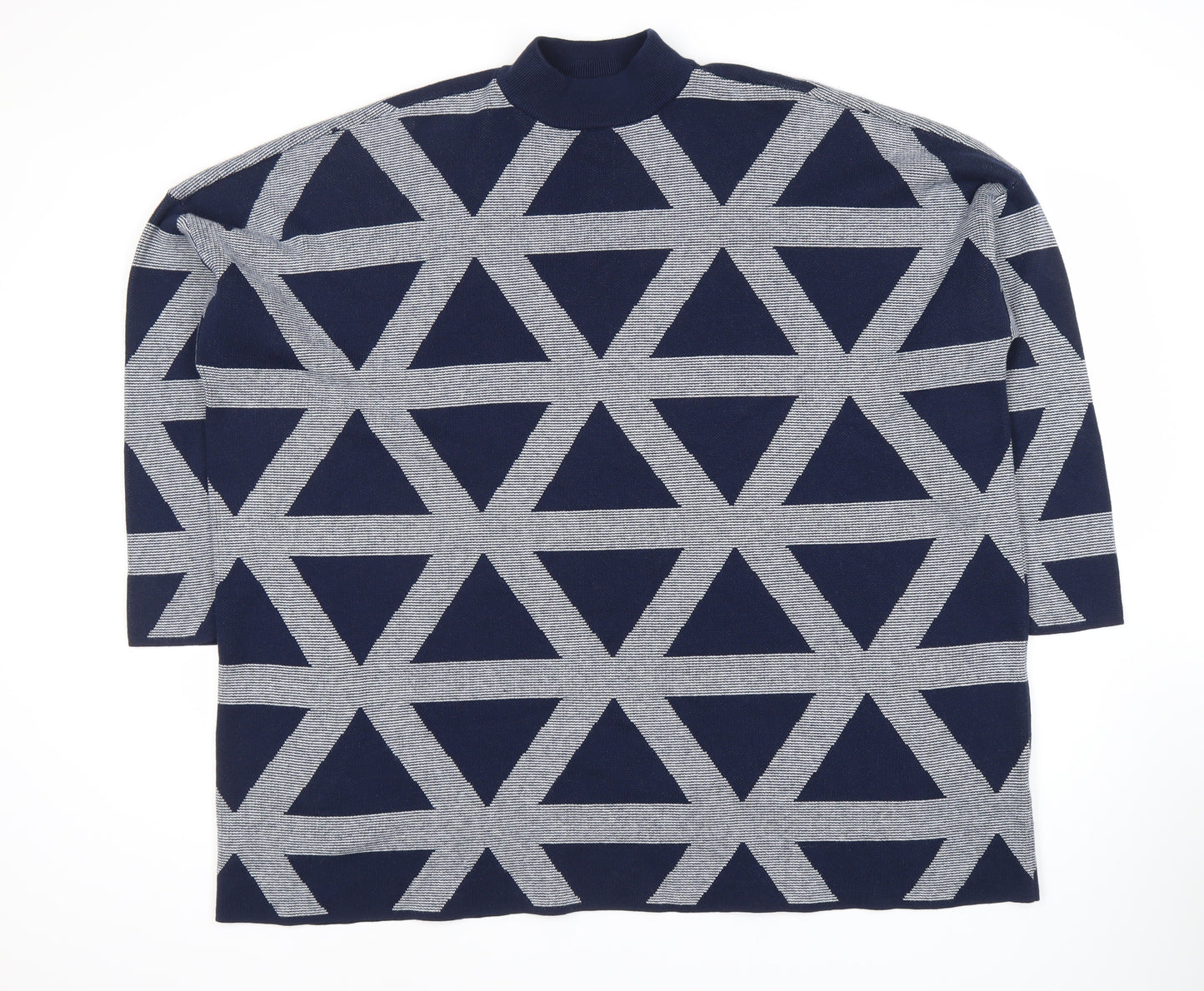 John Lewis Women's Blue Geometric Pullover, M