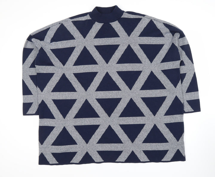 John Lewis Women's Blue Geometric Pullover, M