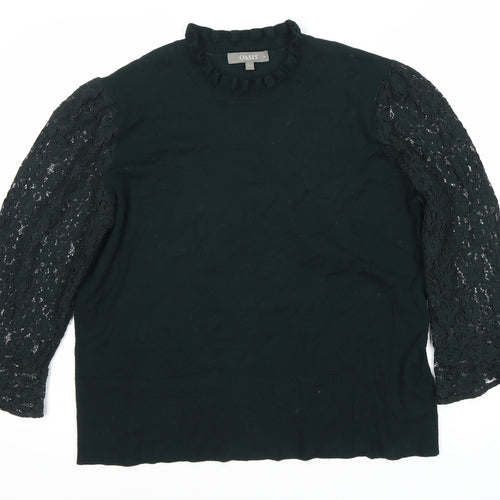 Oasis Women's Black Lace Bell Sleeve Top, XL, Elegant Comfort