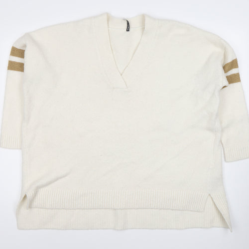 CAPSULE Women's Ivory V-Neck Pullover Jumper Size 20