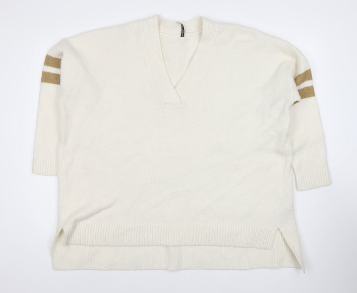 CAPSULE Women's Ivory V-Neck Pullover Jumper Size 20