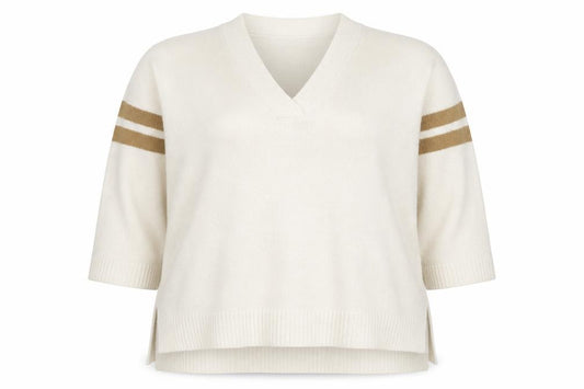 Front view of Capsule Women's Ivory V-Neck jumper, size 20