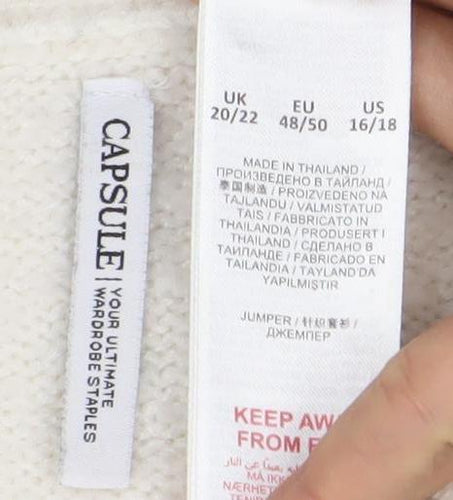 CAPSULE Women's Ivory V-Neck Pullover Jumper Size 20