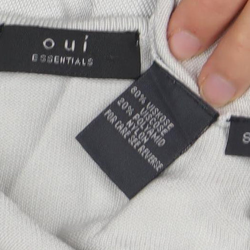 Oui Women's Grey V-Neck Button Cardigan S