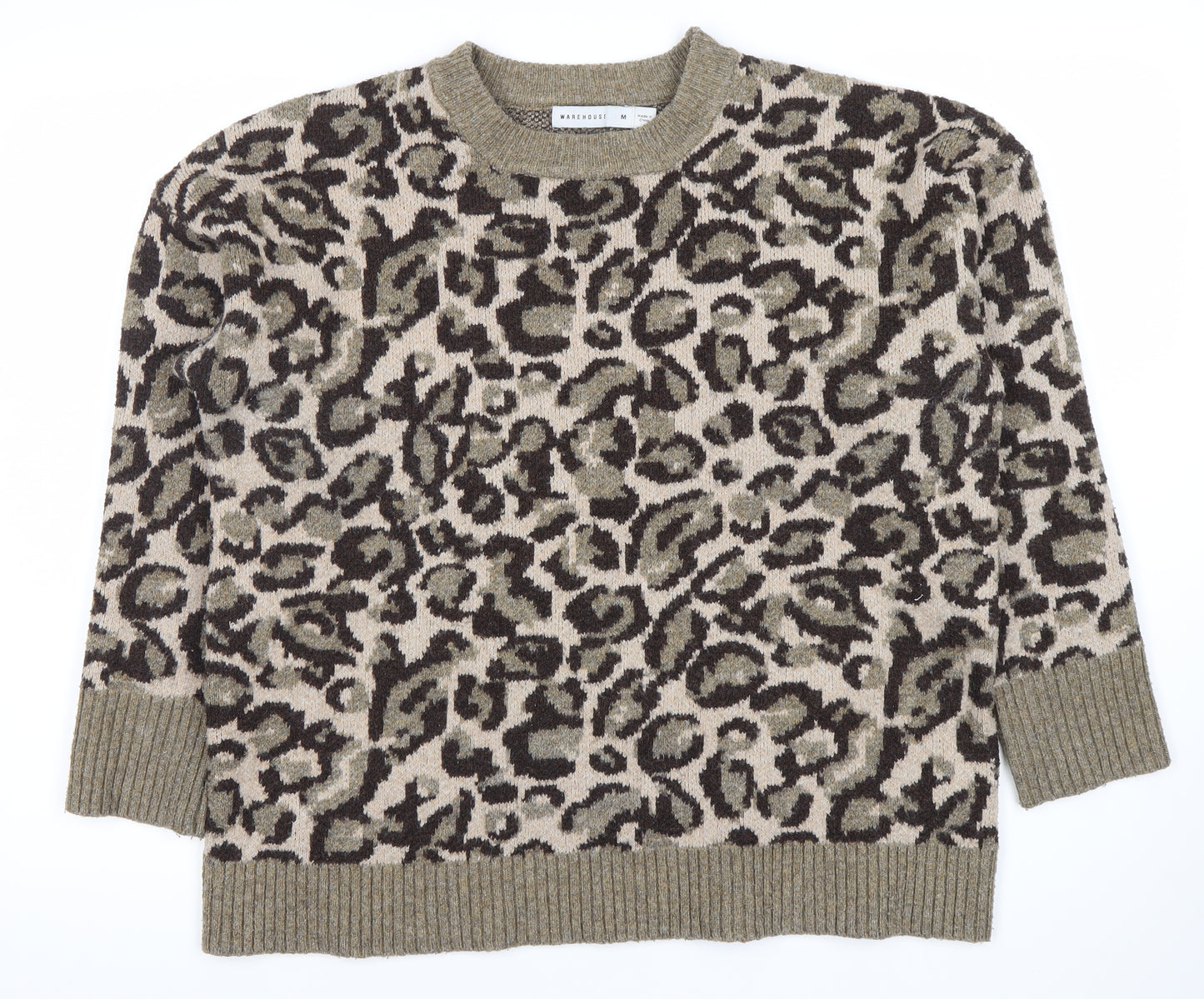 Warehouse Women's Multicoloured Leopard Knit Jumper M