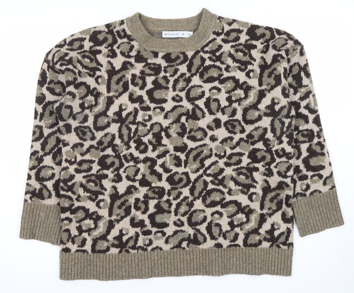 Warehouse Women's Multicoloured Leopard Knit Jumper M
