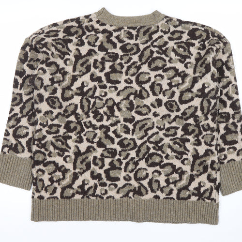 Warehouse Women's Multicoloured Leopard Knit Jumper M