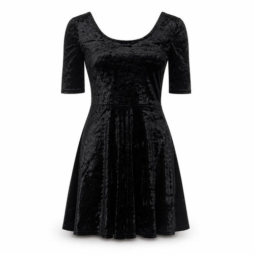 New Look Women’s Black Velvet Scoop Neck Dress