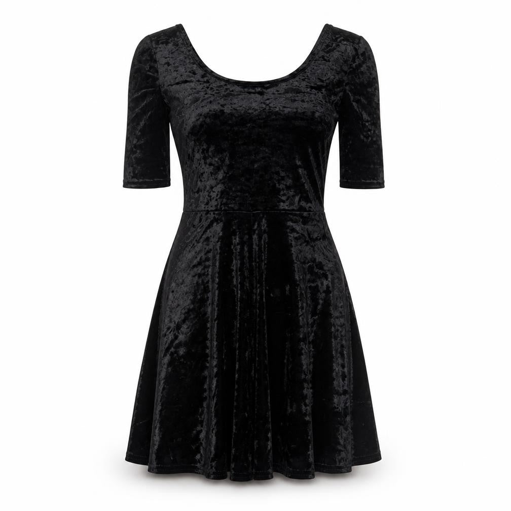 New Look Women’s Black Velvet Scoop Neck Dress
