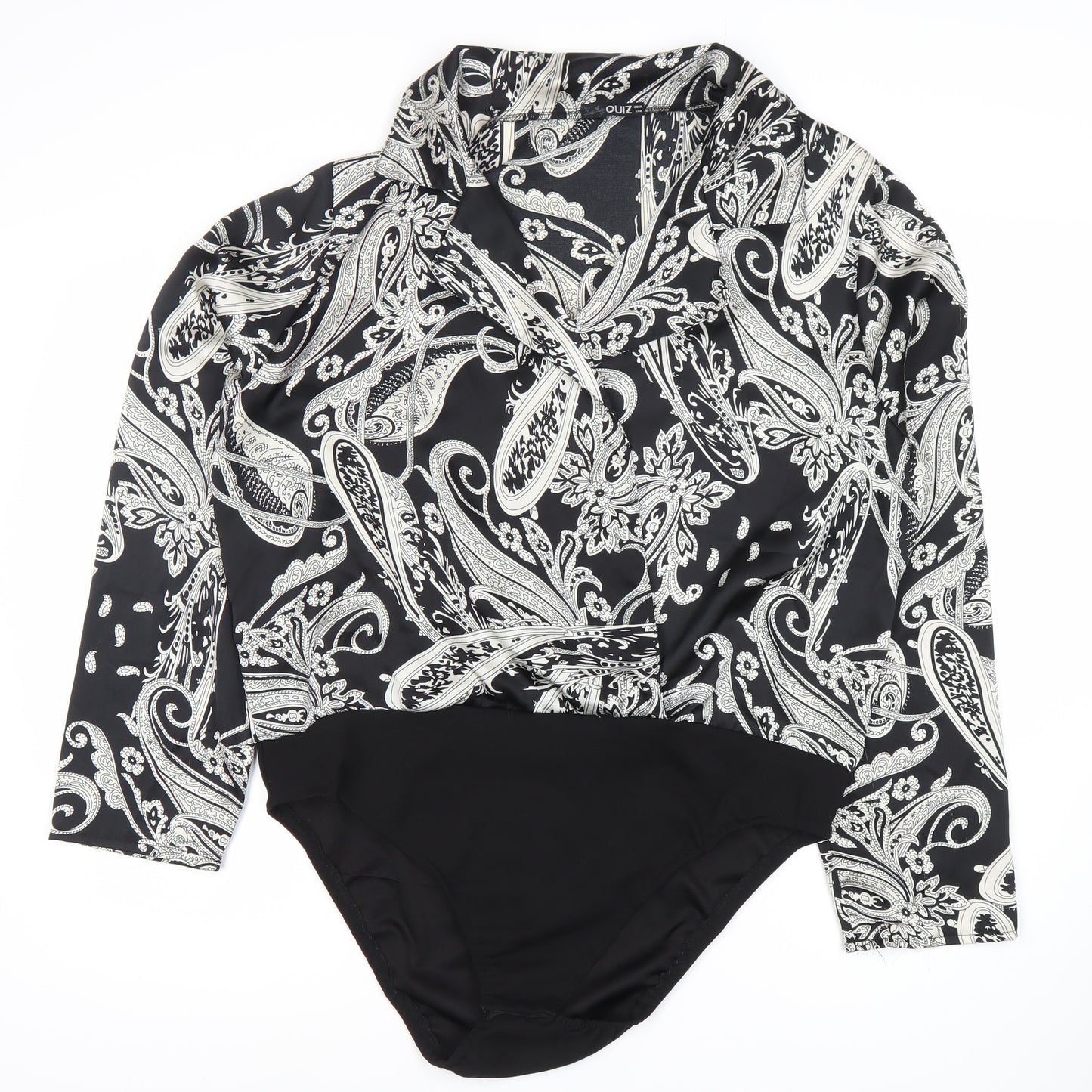 Quiz Women's Black Paisley Bodysuit Size 8