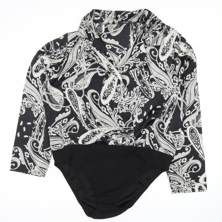 Quiz Women's Black Paisley Bodysuit Size 8