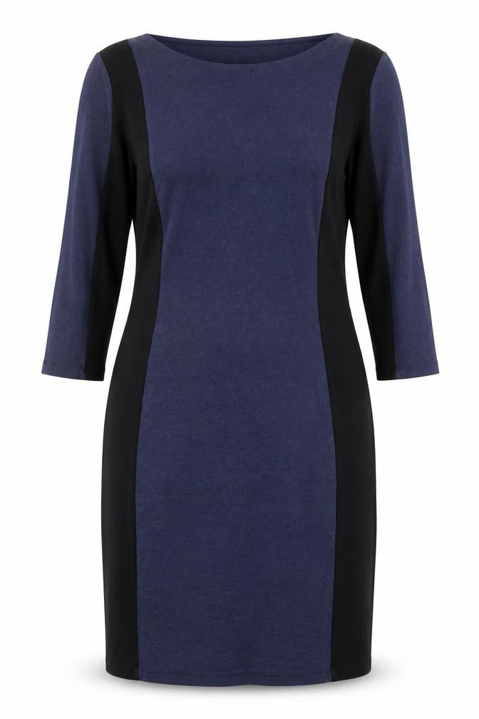 Front view of H&M Women's Blue & Black Bodycon Dress, size 12
