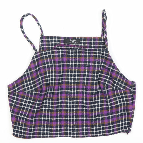 Bershka Women's Purple Check Camisole Tank Top Size 12