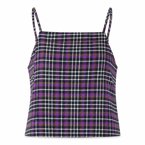 Bershka Women's Purple Check Camisole Tank Top Size 12