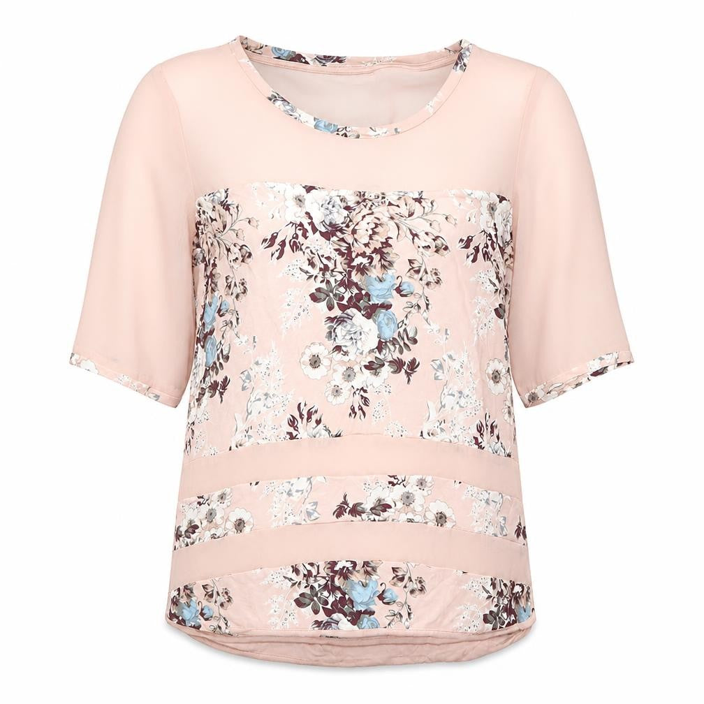 Front view of Next Women's Pink Floral Tunic Blouse, size 6