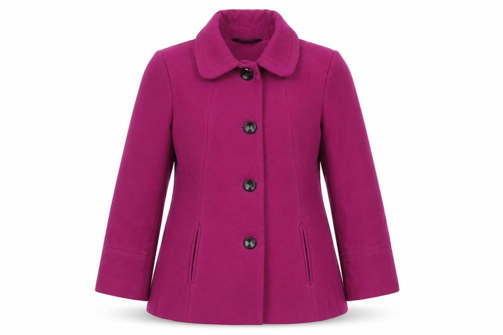 Front view of Bonmarché BN Collection Women's Pink Wool Blend Short Coat