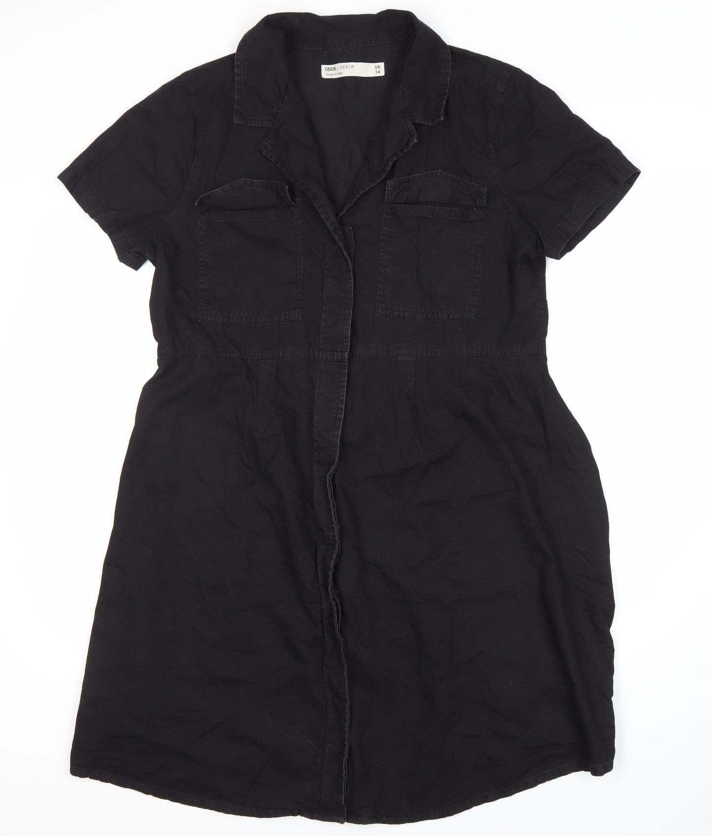 ASOS Women's Black Shirt Dress Size 14 - Button Up
