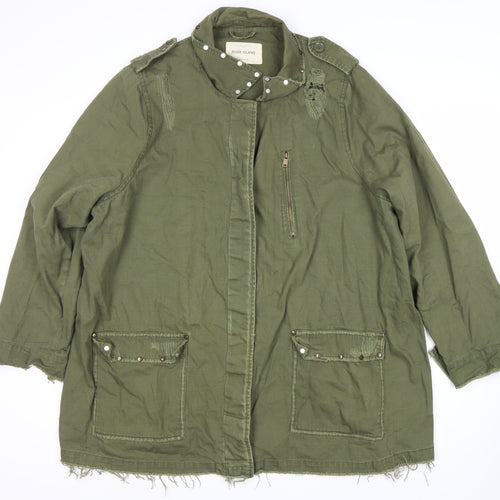 River Island Women's Green Military Jacket Size 16