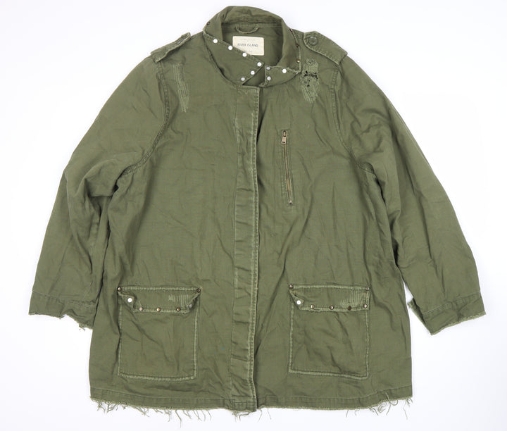River Island Women's Green Military Jacket Size 16