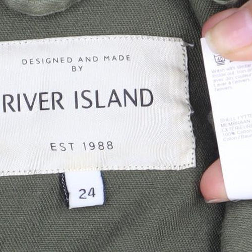 River Island Women's Green Military Jacket Size 16