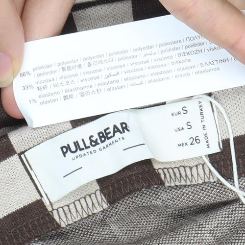 Pull & Bear Women's Brown Check Skirt, Size 12