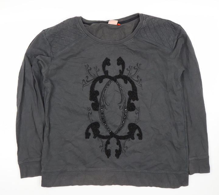 Only Women's Black M Pullover Sweatshirt, Beaded Accent