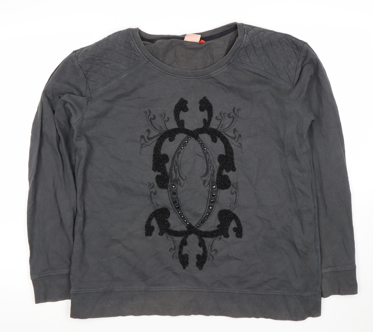 Only Women's Black M Pullover Sweatshirt, Beaded Accent