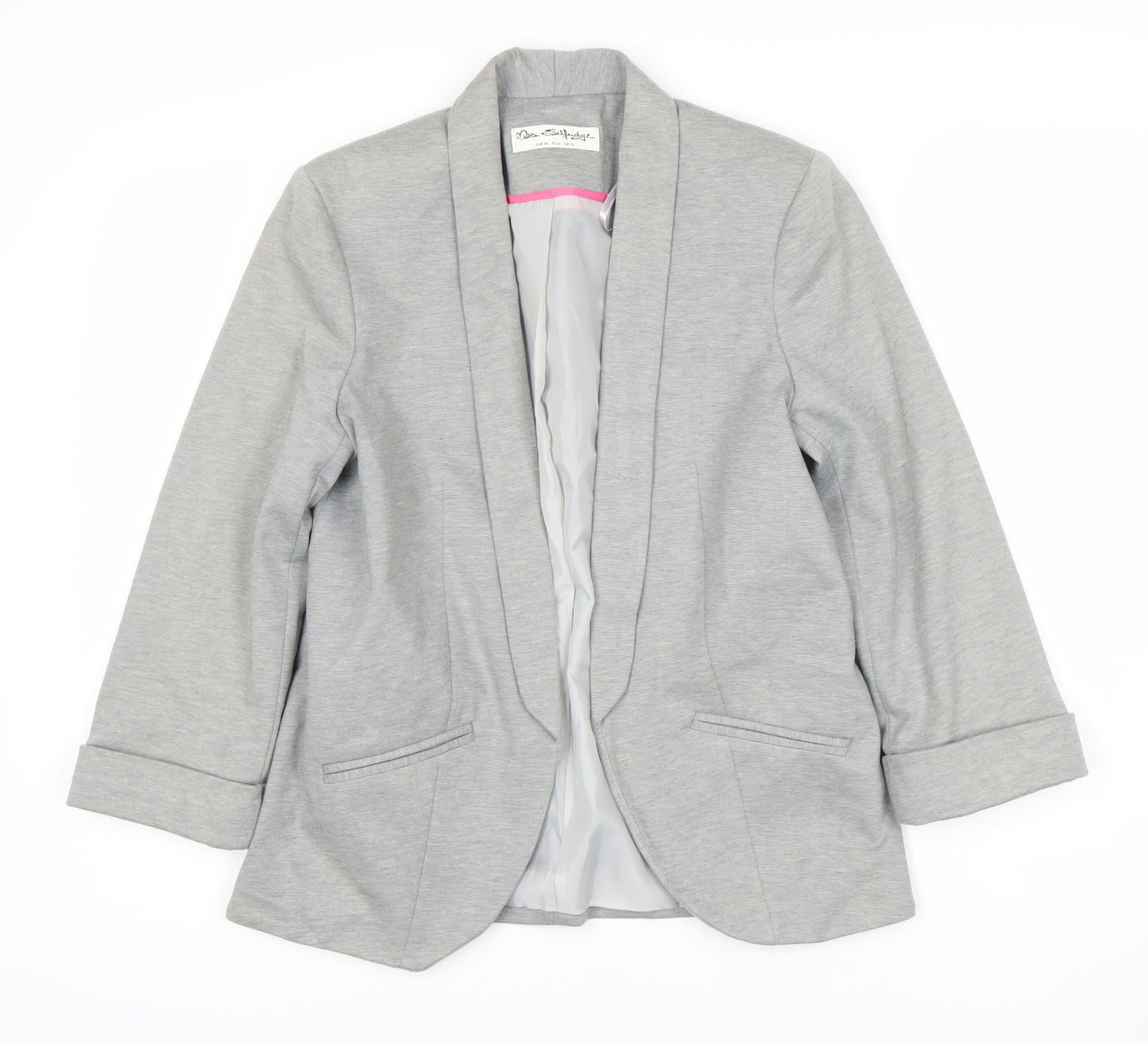Miss Selfridge Women Grey Blazer Size 10 Shawl Lapel