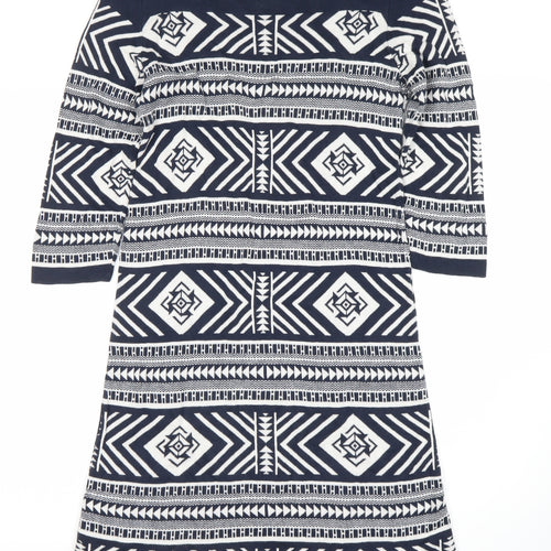 Monsoon Women's Blue Geometric Shift Dress Size 8