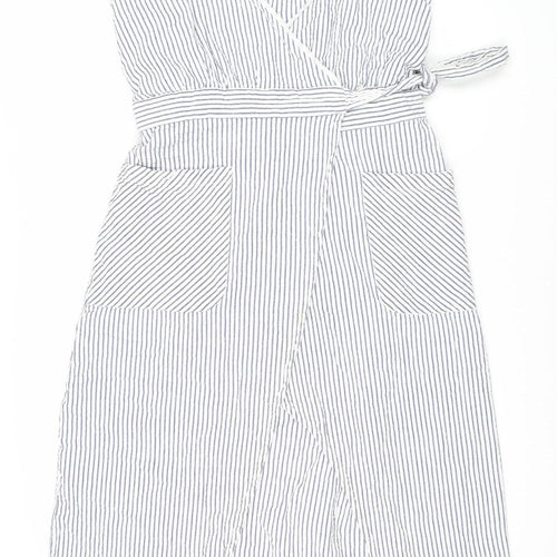 Zara Women's Striped White Slip Dress Size 8